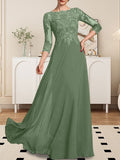 Plataz Scoop Floor-Length Lace Chiffon Mother of the Bride Dress With HZ1007