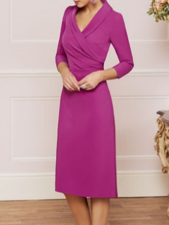 Plataz V-Neck Knee-Length Mother of the Bride HZ1007