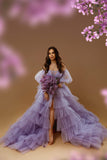 Plataz Shoulder Tulle Maternity Robe for Photo Shoot HZ1007