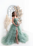 Plataz Shoulder Tulle Maternity Robe for Photo Shoot HZ1007