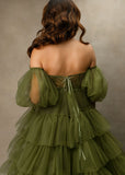 Plataz Shoulder Tulle Maternity Robe for Photo Shoot HZ1007