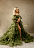 Plataz Shoulder Tulle Maternity Robe for Photo Shoot HZ1007