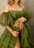 Plataz Shoulder Tulle Maternity Robe for Photo Shoot HZ1007