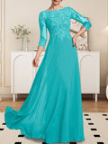 Plataz Scoop Floor-Length Lace Chiffon Mother of the Bride Dress With HZ1007