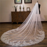 Plataz white Ivory 3*3 Meter Cathedral wedding veils Lace Appliques Bridal HZ1007