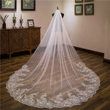Plataz white Ivory 3*3 Meter Cathedral wedding veils Lace Appliques Bridal HZ1007