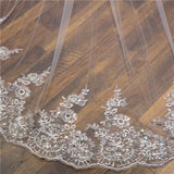 Plataz white Ivory 3*3 Meter Cathedral wedding veils Lace Appliques Bridal HZ1007