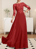 Plataz Scoop Floor-Length Lace Chiffon Mother of the Bride Dress With HZ1007