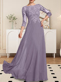 Plataz Scoop Floor-Length Lace Chiffon Mother of the Bride Dress With HZ1007