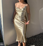 Plataz satin sexy retro evening dress for women backless strappy party tight dress HZ1007