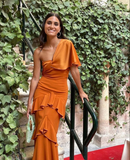 Plataz Orange Mermaid Prom Dress Orange Evening Dress HZ1007