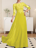 Plataz Scoop Floor-Length Lace Chiffon Mother of the Bride Dress With HZ1007