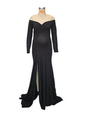Plataz Side Split Mermaid Off Shoulder Bodycon Photoshoot Maternity Maxi Dress Maternity