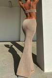Plataz Solid Split Joint Backless V Neck Evening Dress HZ1007
