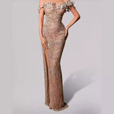 Plataz Shoulder Slit Strapless Floor Length Prom HZ1007