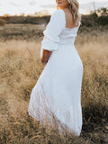 Plataz White Ruffle Ruched High Waist Puff Sleeve Cute Photoshoot Maternity Maxi Dress Maternity