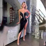 Plataz Strapless Beaded Bodycon Dress Party Prom HZ1007