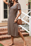 Plataz Striped V-Neck Midi T-Shirt Dress DJPT