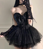 Gothic Lace Spaghetti Strap A-Line Sweetheart Short Lace-up Halloween Costume HZ1024