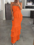 Plataz Off Shoulder Bandeau Ruffle Falbala Bodycon Baby Shower Cute Maternity Maxi Dress Maternity
