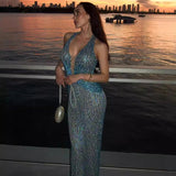 Plataz Black Beaded Bandage Party Dress Prom HZ1007