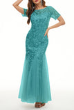 Plataz Elegant Patchwork Sequins O Neck Evening Dress HZ1007