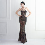 Plataz Sequin Suspender Party Sequined Dress Long Banquet Slim Fit Evening Dress HZ1007