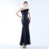 Plataz Order Ostrich Feather Mesh Stitching Sequin High End Evening HZ1007