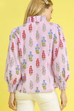 Plataz Floral Print Lantern Sleeve Button Down Shirt DJPT