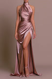 Plataz Solid Slit Mandarin Collar Evening Dress HZ1007