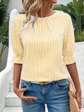 Plataz Round Neck Half Sleeve Casual Blouse DJPT