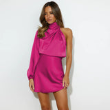 Plataz Winter Women Clothing Evening Dress: High Grade Satin One Shoulder Elegant HZ1007