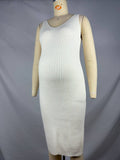 Plataz White Knitting V-Neck Bodycon Two Pieces Cardigan Elegant Baby Shower Maternity Maxi Sweater Dress Maternity