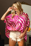 Plataz Zebra Dolman Silky Satin Shirt Top DJPT