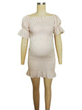 Plataz Ruffle Off Shoulder Long Sleeve Bodycon Baby Shower Maternity Midi Dress Maternity