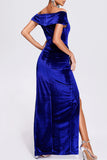 Plataz Formal Solid Slit Off the Shoulder Evening Dress HZ1007