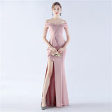 Plataz Satin Off Shoulder Long Evening Dress ¨C Elegant & HZ1007