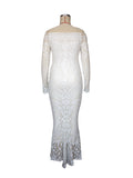Plataz White Lace Sequin Off Shoulder Mermaid Bodycon Wedding Gown Baby Shower Elegant Foamal Maternity Photoshoot Maxi Dress Maternity