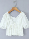 Plataz V-Neck Puff Sleeve Blouse DJPT