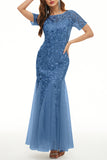Plataz Elegant Patchwork Sequins O Neck Evening Dress HZ1007