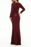 Plataz Elegant Solid Sequins V Neck Evening Dress HZ1007