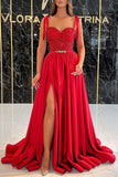 Plataz Formal Patchwork Frenulum Backless Slit Spaghetti Strap Evening Dress (Without HZ1007