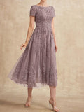 Plataz Scoop Tea-Length Tulle Lace Mother of the Bride HZ1007