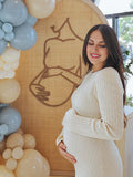 Plataz Knit Solid Color Elegant Photoshoot Baby Shower Maternity Maxi Sweater Dress Maternity