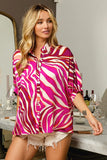 Plataz Zebra Dolman Silky Satin Shirt Top DJPT