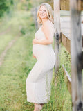 Plataz Ivory Lace Two Piece Set Side Slit V-neck Cami Maxi Dress And Crop Cardigan Elegant Going Out Maternity Photoshoot Baby Shower Maxi Dress Maternity