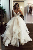 Plataz Gown Elegant Floor Length Cascading Ruffles Tulle Wedding Dress HZ1007