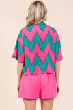 Plataz Chevron Print Short Sleeve Crop Shirt DJPT