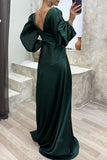 Plataz Formal Solid Fold V Neck Evening Dresses(3 HZ1007