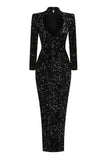 Plataz Mock Neck Long Sleeve Cutout High Split Sequin Maxi Evening HZ1007